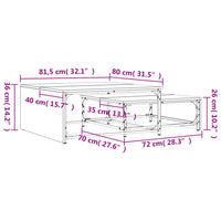 Tavolini Impilabili 2pz Rovere Fumo Legno Multistrato e Metallo 845333