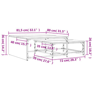 Tavolini Impilabili 2pz Rovere Fumo Legno Multistrato e Metallo 845333