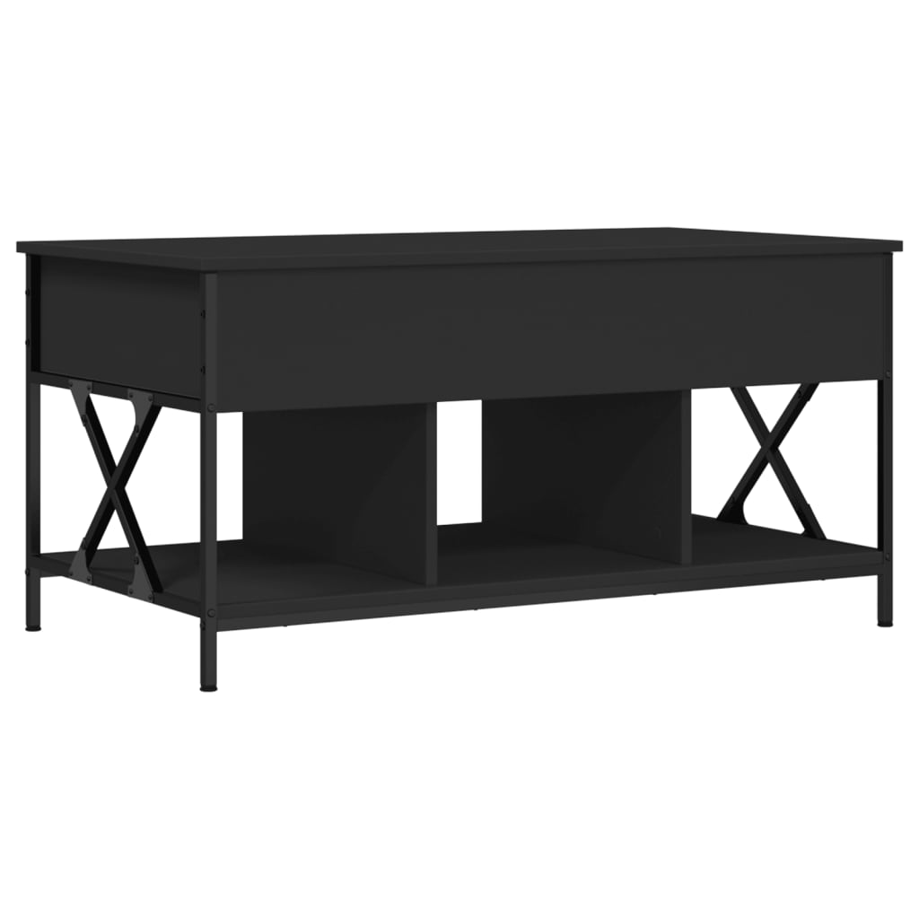 Tavolino da Salotto Nero 100x55x50cm Legno Multistrato Metallo 845336