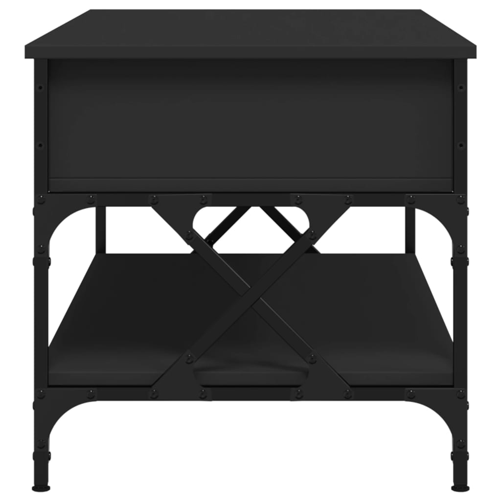 Tavolino da Salotto Nero 100x50x50cm Legno Multistrato Metallo 845356