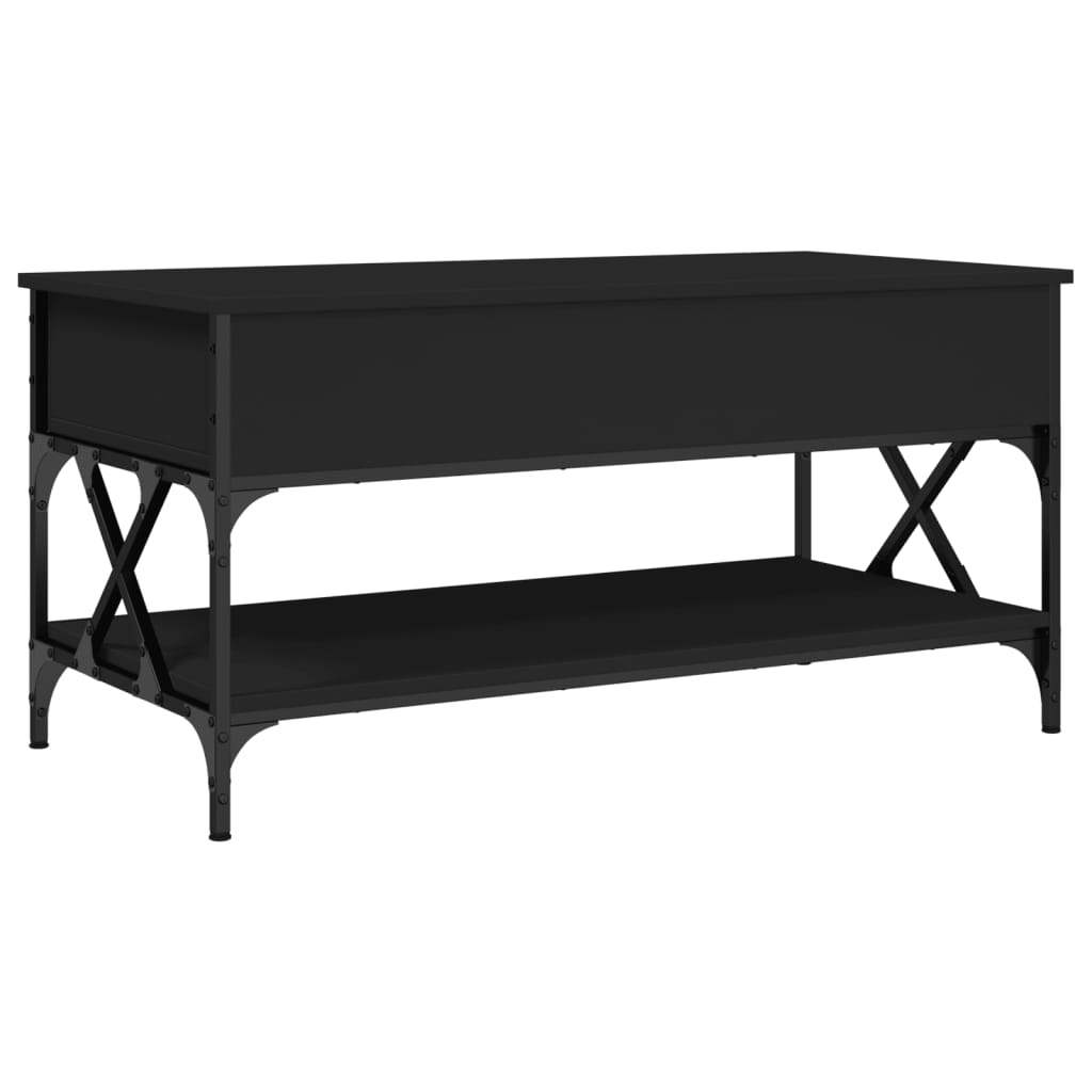 Tavolino da Salotto Nero 100x50x50cm Legno Multistrato Metallo 845356