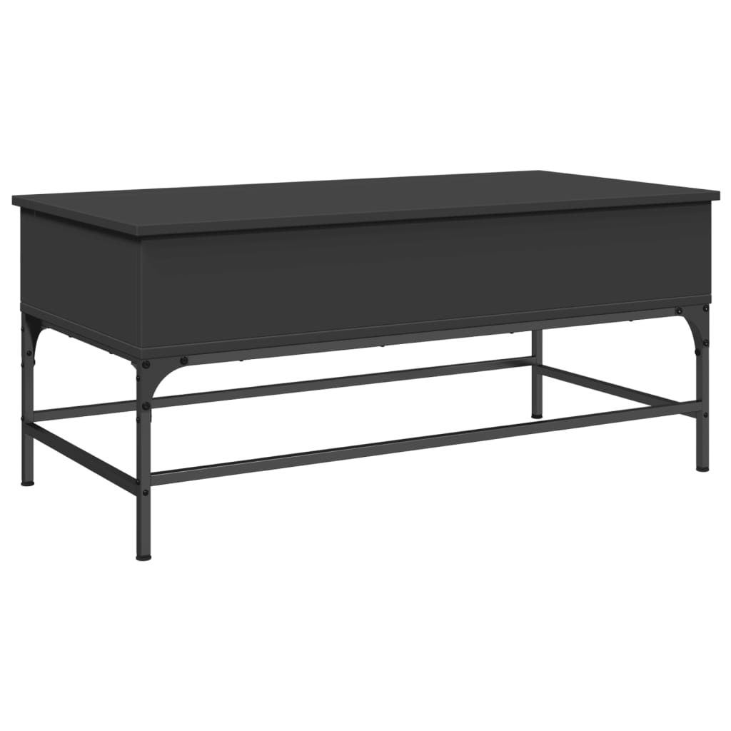 Tavolino Salotto Nero 100x50x45 cm Legno Multistrato e Metallo 845396