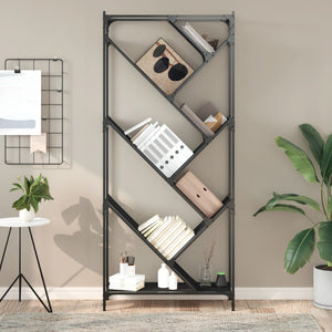 Libreria Nera 79x30x180 cm in Legno Multistrato e Metallocod mxl 89662