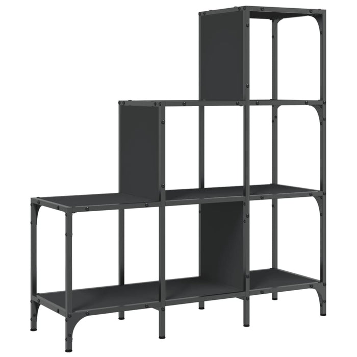 Libreria Nera 92x30x102 cm in Legno Multistrato e Metallo 845436