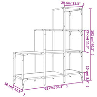 Libreria Nera 92x30x102 cm in Legno Multistrato e Metallo 845436