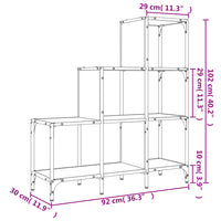 Libreria Rovere Fumo 92x30x102 cm Legno Multistrato e Metallo 845438