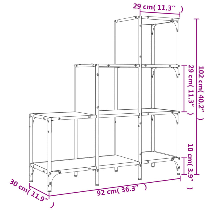 Libreria Rovere Fumo 92x30x102 cm Legno Multistrato e Metallo 845438