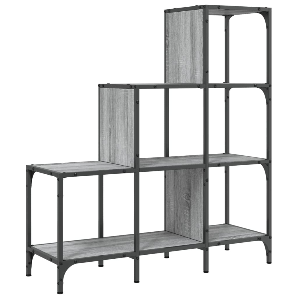 Libreria Grigio Sonoma 92x30x102 cm Legno Multistrato e Metallocod mxl 113910