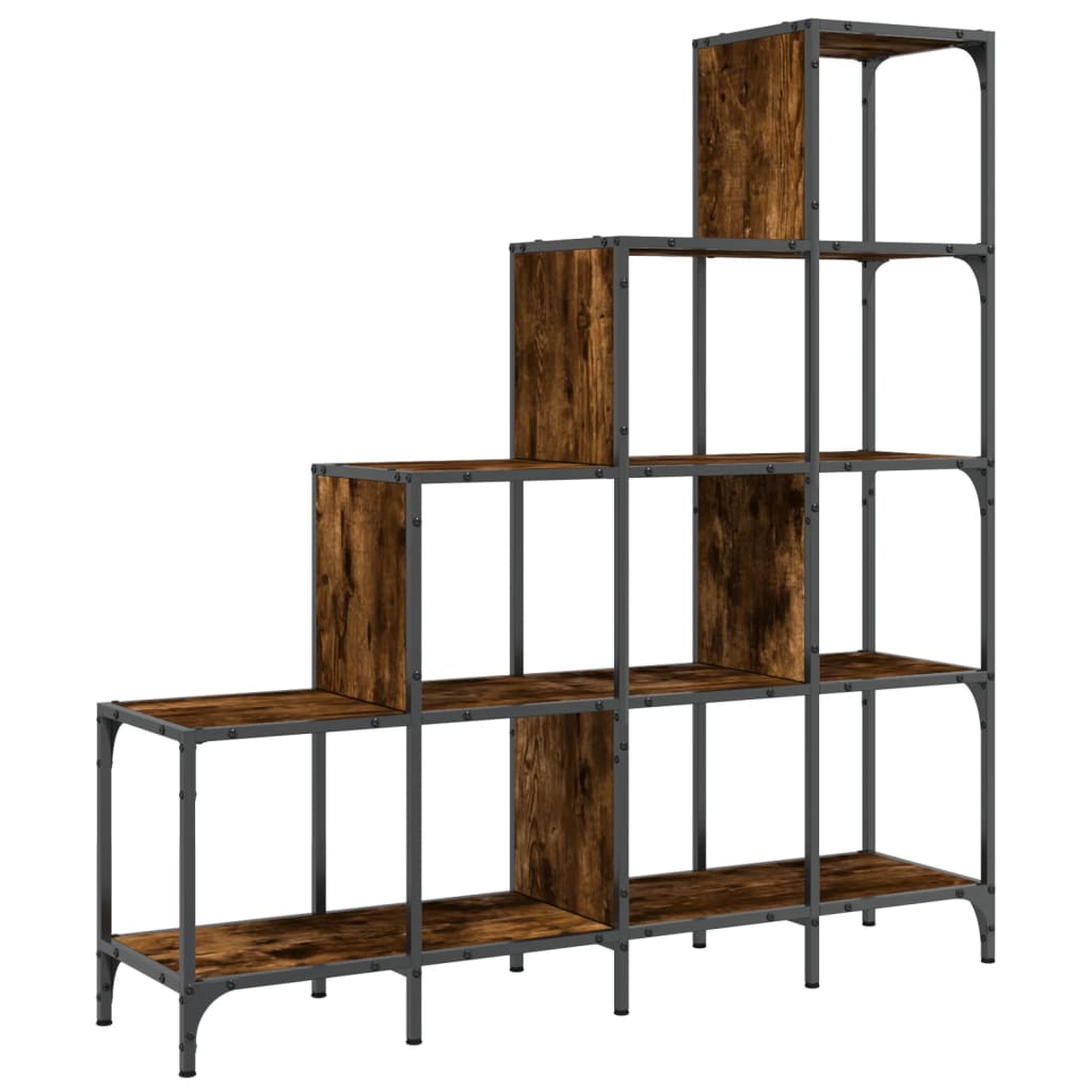 Libreria Rovere Fumo 122x30x132 cm Legno Multistrato e Metallo 845443