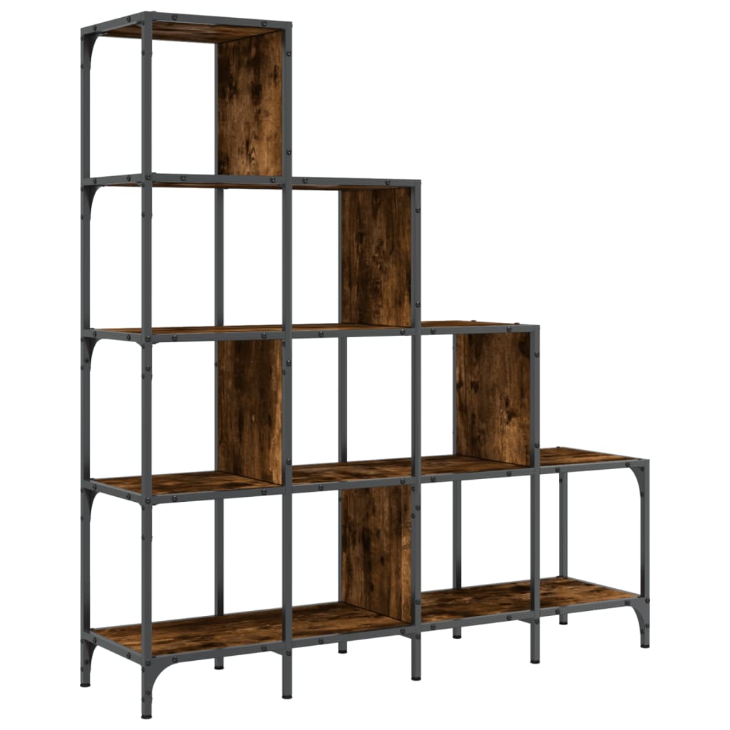 Libreria Rovere Fumo 122x30x132 cm Legno Multistrato e Metallo 845443