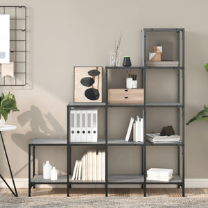 Libreria Grigio Sonoma 122x30x132cm Legno Multistrato e Metallo 845444