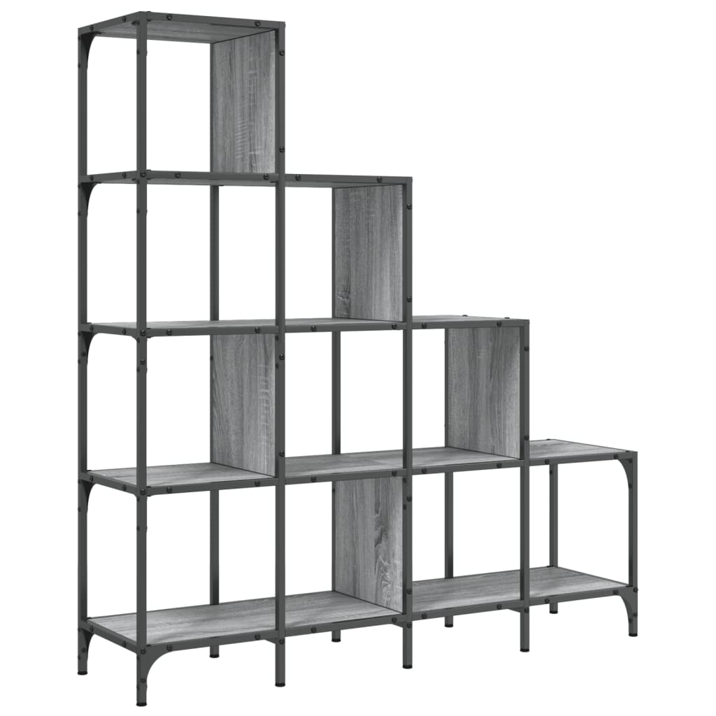 Libreria Grigio Sonoma 122x30x132cm Legno Multistrato e Metallo 845444