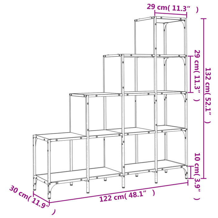 Libreria Grigio Sonoma 122x30x132cm Legno Multistrato e Metallo 845444