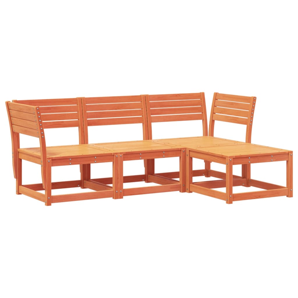 Set Salotto da Giardino 4 pz Marrone Cera Legno Massello Pino 3216907