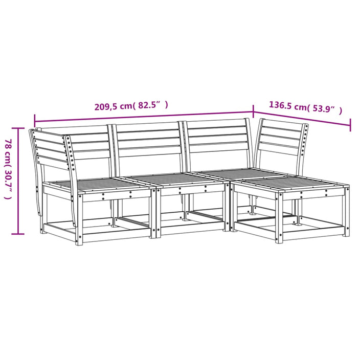 Set Salotto da Giardino 4 pz Marrone Cera Legno Massello Pino 3216907