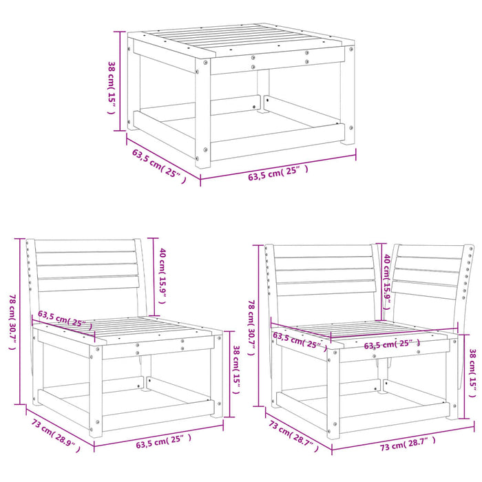 Set Salotto da Giardino 4 pz Marrone Cera Legno Massello Pino 3216907