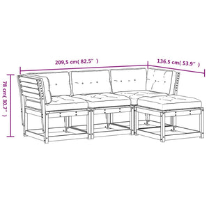 Set Salotto Giardino 4pz con Cuscini Bianco Legno Massello Pino 3216911