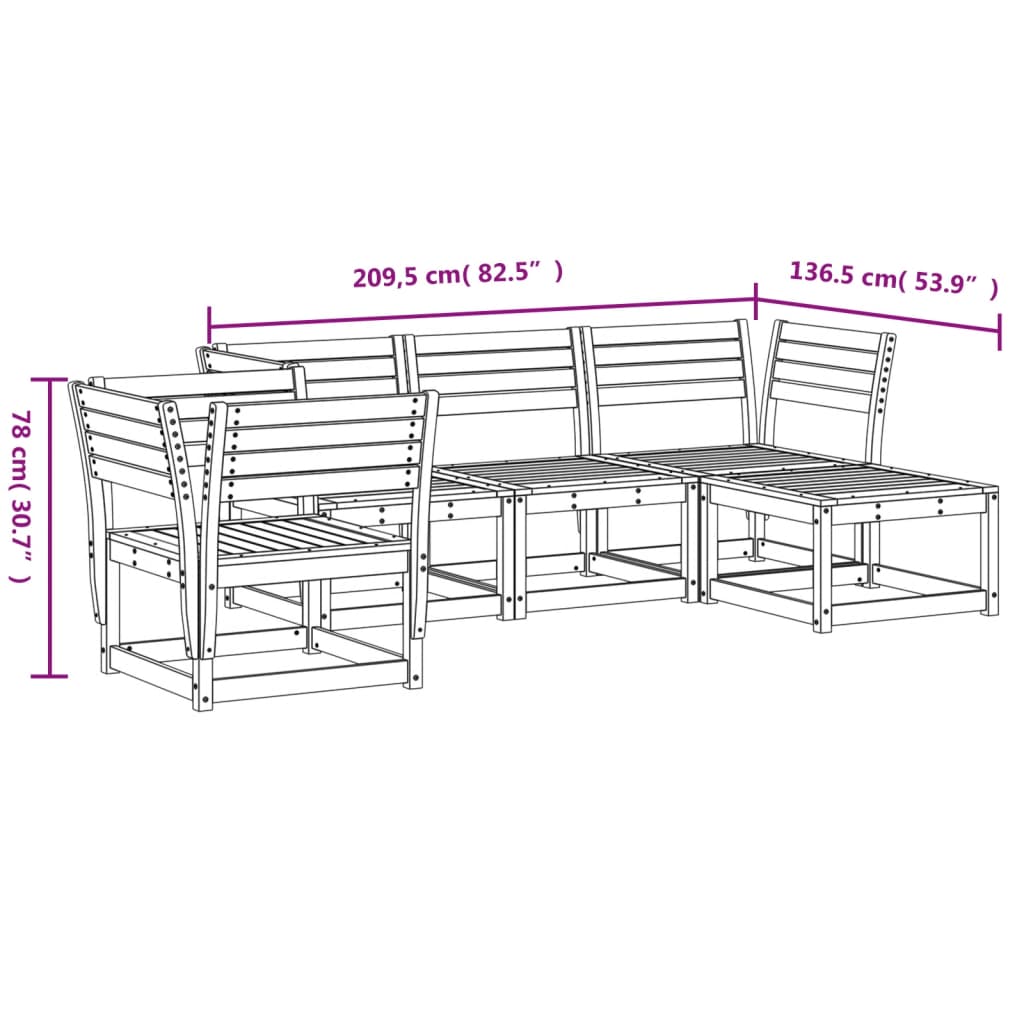 Set Salotto da Giardino 5 pz in Legno Massello di Pino 3216915