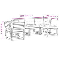 Set Divani Giardino 6 pz con Cuscini in Legno Massello di Pino 3216920