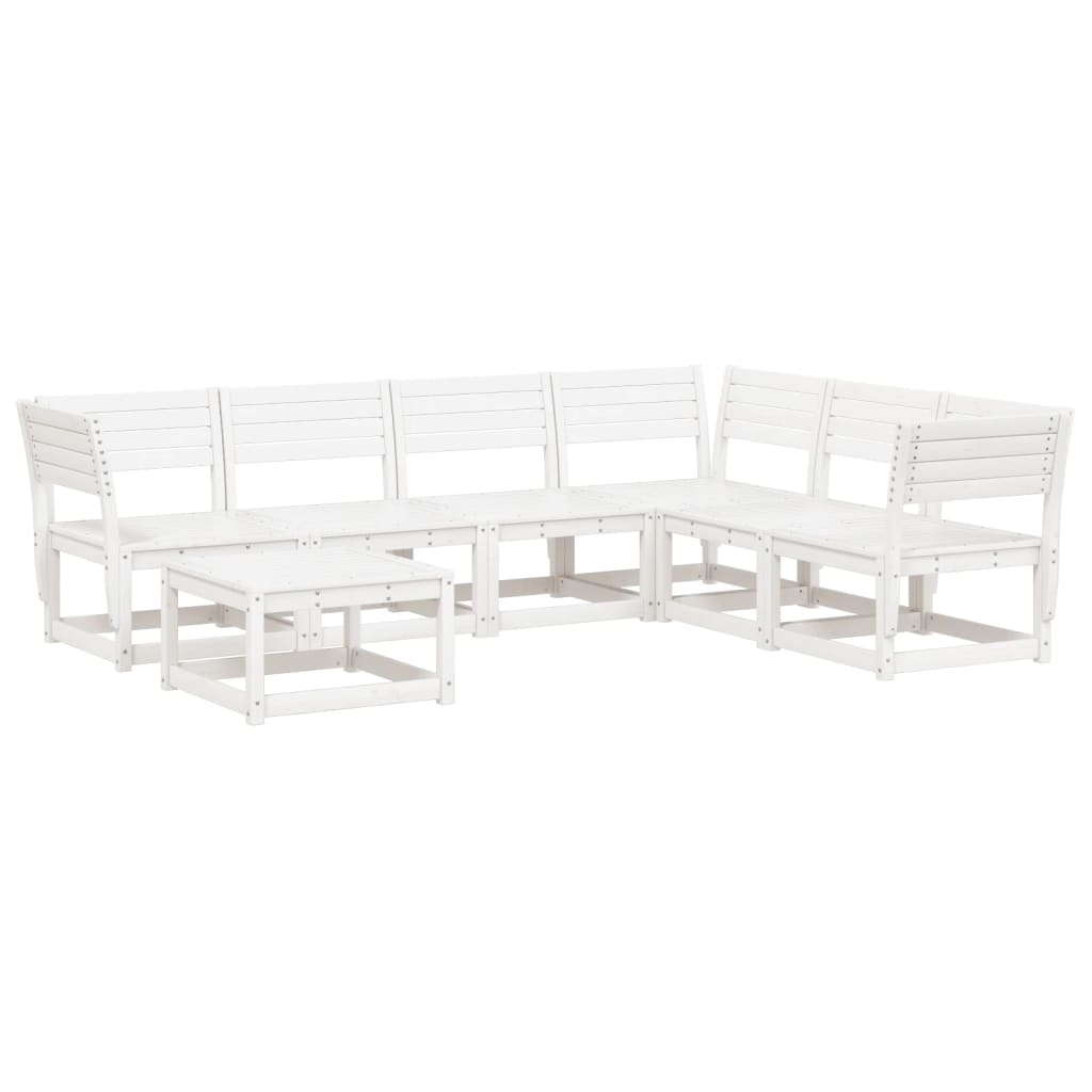 Set Salotto da Giardino 7 pz Bianco in Legno Massello di Pino 3216926