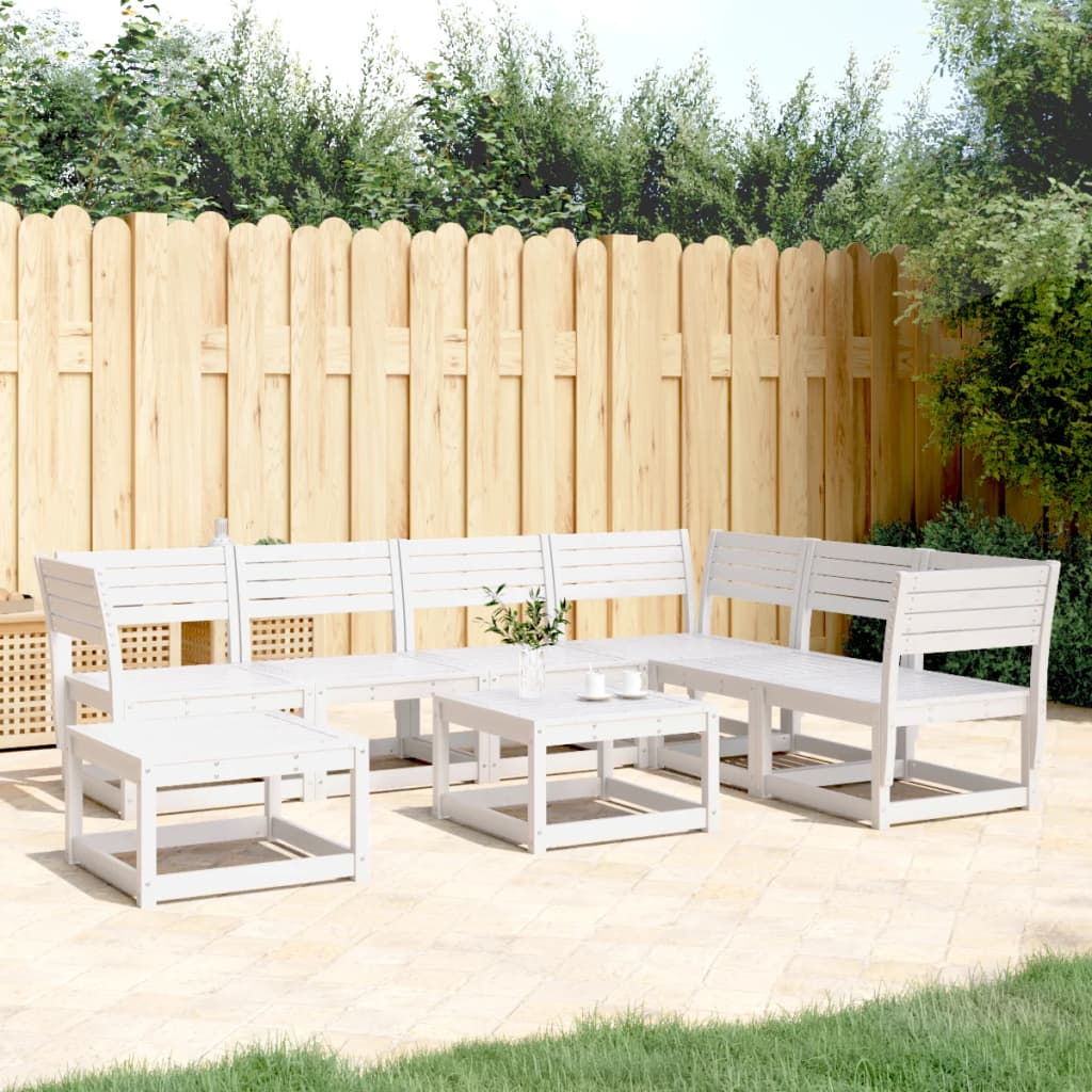 Set Salotto da Giardino 7 pz Bianco in Legno Massello di Pino 3216926