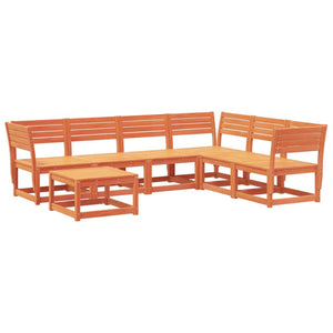 Set Salotto da Giardino 7 pz Marrone Cera Legno Massello Pino 3216927