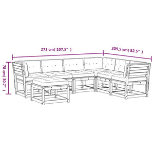 Set Salotto Giardino 7pz con Cuscini Marrone Cera Massello Pino 3216932