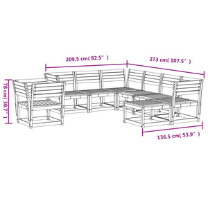 Set Salotto da Giardino 8 pz in Legno Massello di Pino 3216940