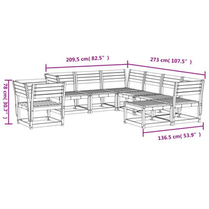 Set Salotto da Giardino 8 pz in Legno Massello di Pino Bianco 3216941