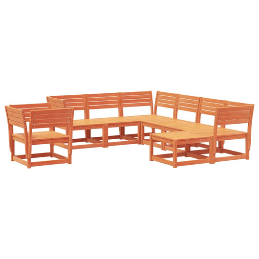 Set Salotto da Giardino 8 pz Marrone Cera Legno Massello Pino 3216942