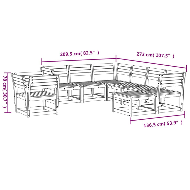 Set Salotto da Giardino 8 pz in Legno Impregnato di Pino 3216944