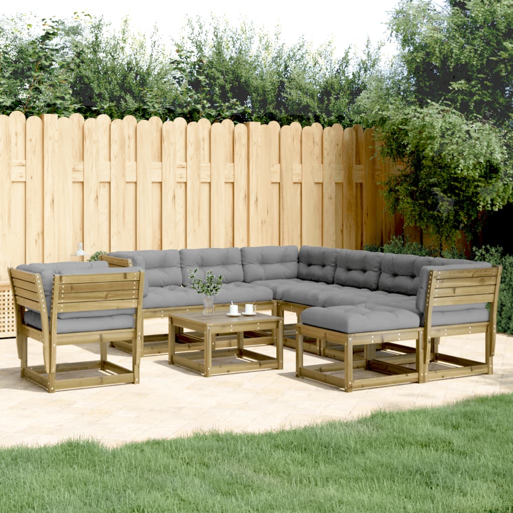 Set Divani da Giardino 8pz con Cuscini Legno Impregnato di Pino 3216949