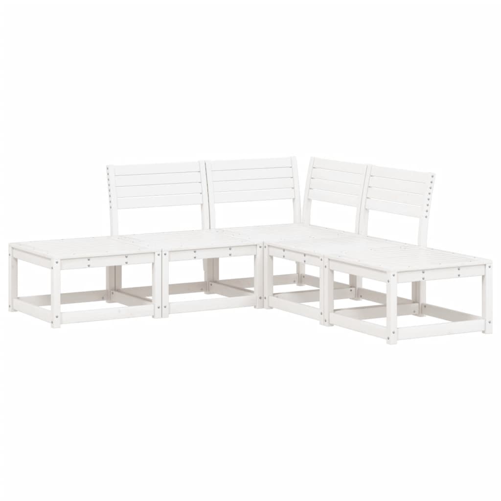 Set Salotto da Giardino 5 pz Bianco in Legno Massello di Pino 3216956