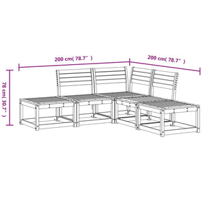 Set Salotto da Giardino 5 pz Bianco in Legno Massello di Pino 3216956