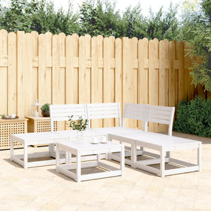 Set Salotto da Giardino 5 pz Bianco in Legno Massello di Pino 3216956