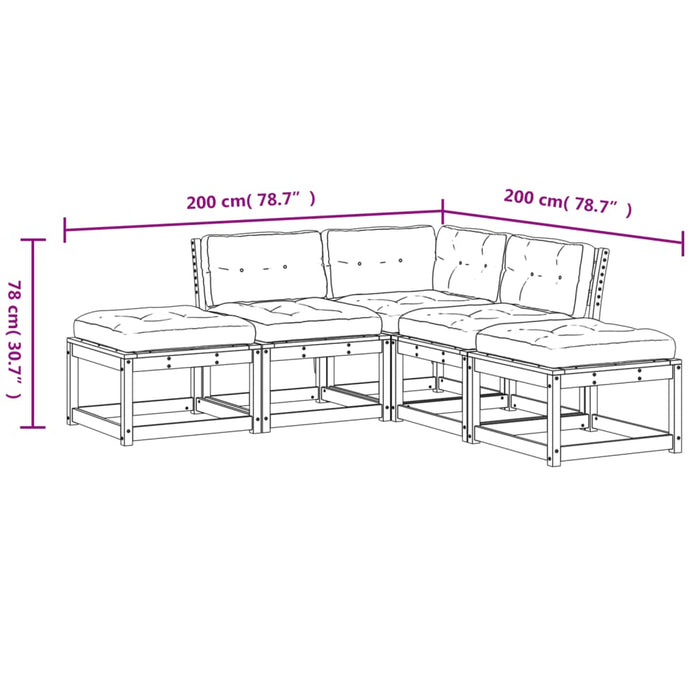 Set Divani Giardino 5 pz con Cuscini Legno Massello di Douglas 3216963