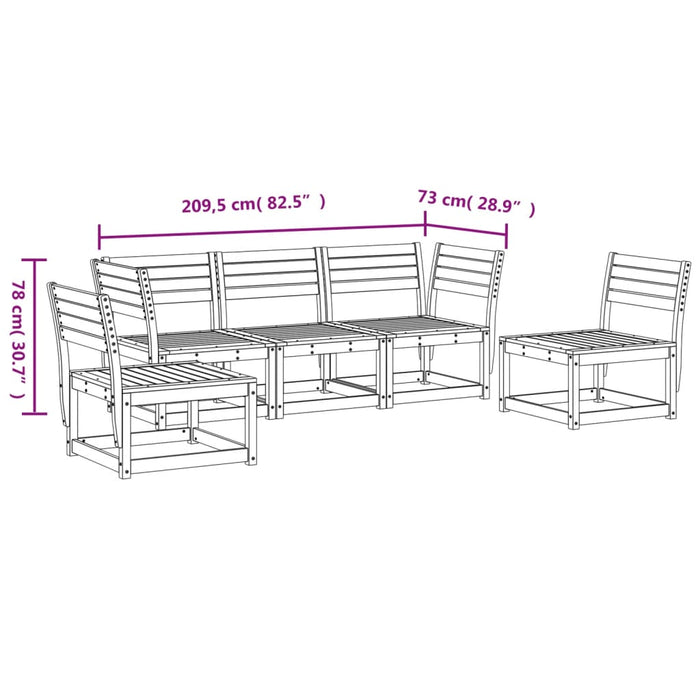 Set Divani da Giardino 5 pz in Legno Massello di Pino 3216970