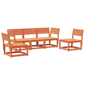 Set Divani da Giardino 5 pz Marrone Cera Legno Massello Pino 3216972