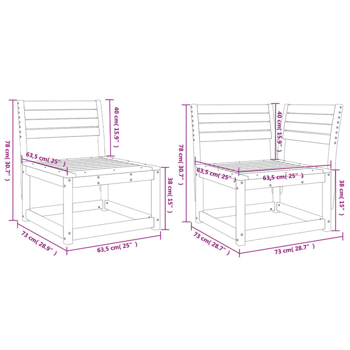 Set Divani da Giardino 5 pz Marrone Cera Legno Massello Pino 3216972