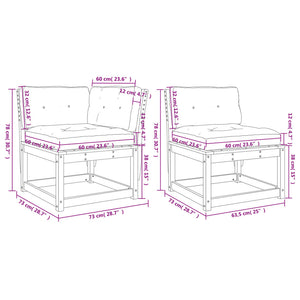 Set Divani Giardino 5 pz con Cuscini in Legno Massello di Pino 3216980