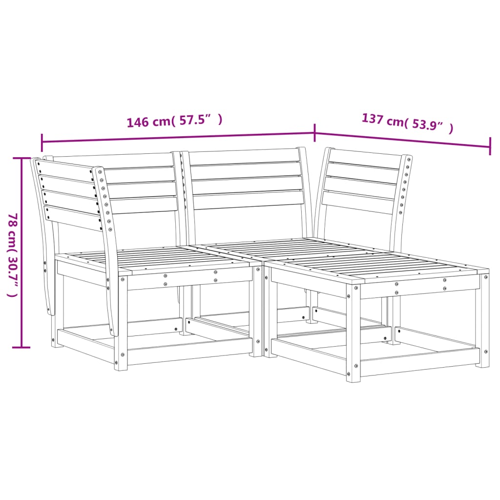 Set Divani da Giardino 3 pz in Legno Impregnato di Pino 3216989