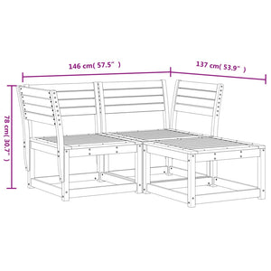 Set Divani da Giardino 3 pz in Legno Impregnato di Pino 3216989