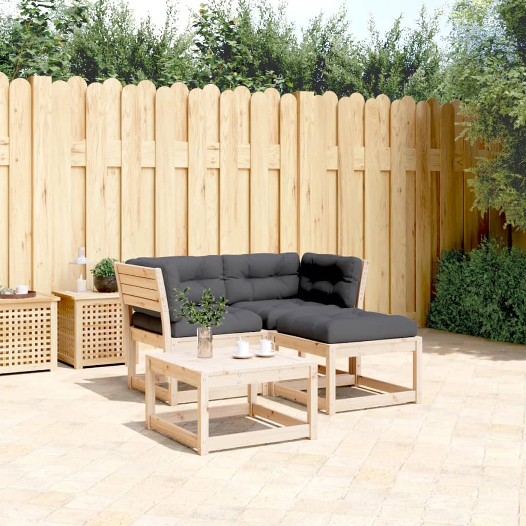 Set Divani Giardino 3 pz con Cuscini in Legno Massello di Pino 3216990