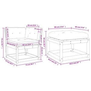 Set Divani da Giardino 3pz con Cuscini Legno Impregnato di Pino 3216994