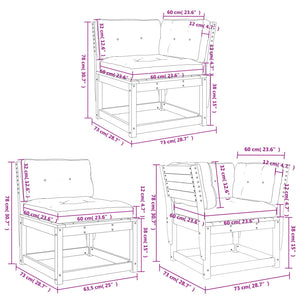 Set Divani Giardino 5pz con Cuscini Marrone Cera Massello Pino 3217002