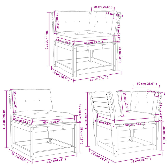 Set Divani Giardino 5 pz con Cuscini Legno Massello di Douglas 3217003