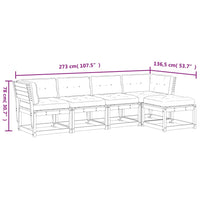 Set Divani Giardino 5pz con Cuscini Bianco Legno Massello Pino 3217011