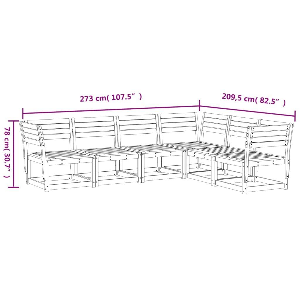 Set Divani da Giardino 6 pz in Legno Impregnato di Pino 3217019