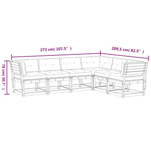 Set Divani Giardino 6pz con Cuscini Bianco Legno Massello Pino 3217021