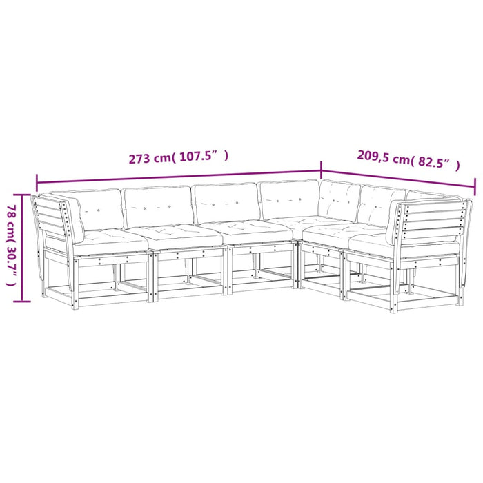 Set Divani Giardino 6pz con Cuscini Bianco Legno Massello Pino 3217021